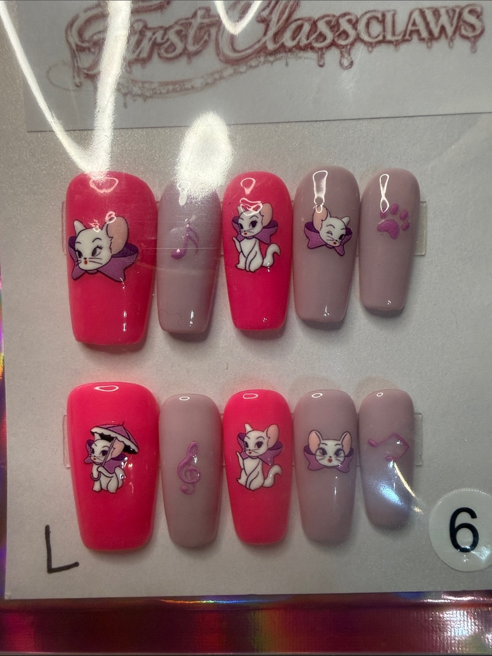 Disney Pink & Mauve Marie Aristocats Press-On Nails